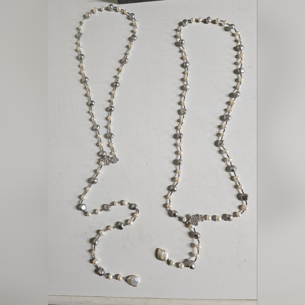 Elegant Pearl Necklace Adjustable All Natural Freshwater Akoya Pearls